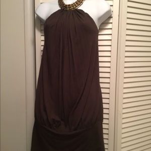 Sky brown halter top with chain.